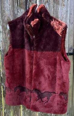 Northern Lifestyles Horse Animal Print Vest Size M Maroon Adult Vintage Zip
